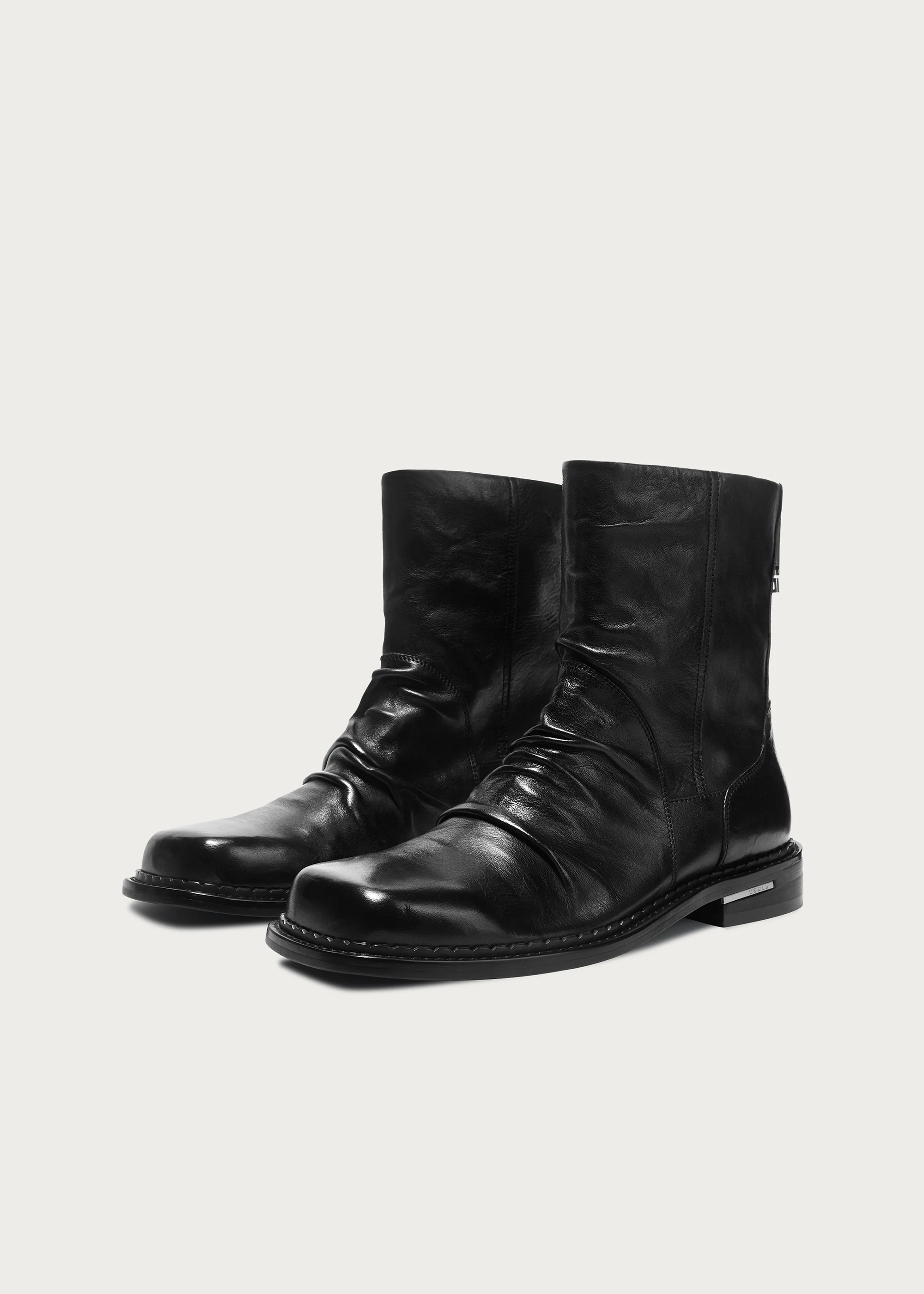 Square-Toe Wrinkle Washed Horsehide Ankle Boots - Image 6