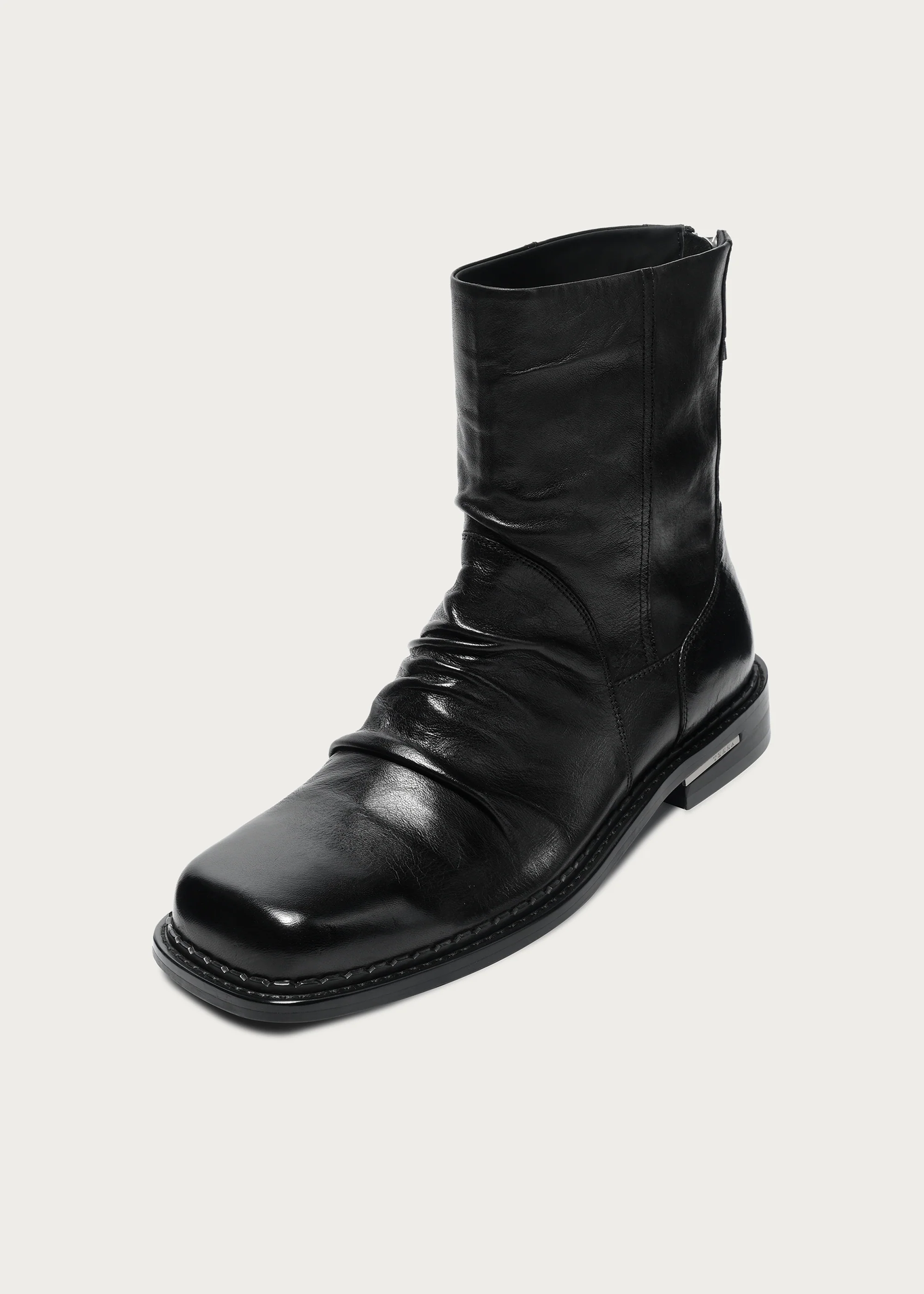 Square-Toe Wrinkle Washed Horsehide Ankle Boots - Image 7