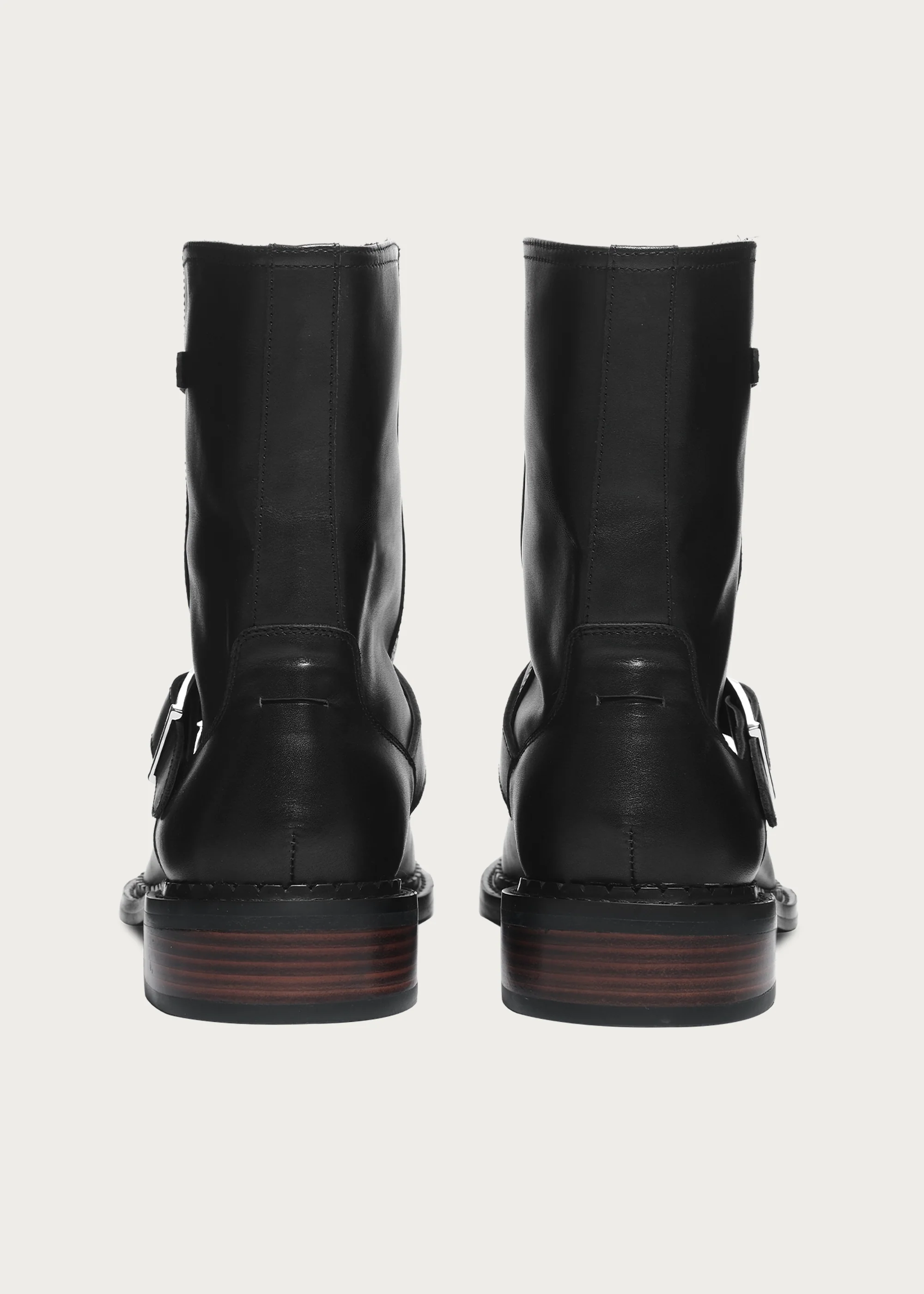 Wood-Grain Heel Ankle Boots Black - Image 8