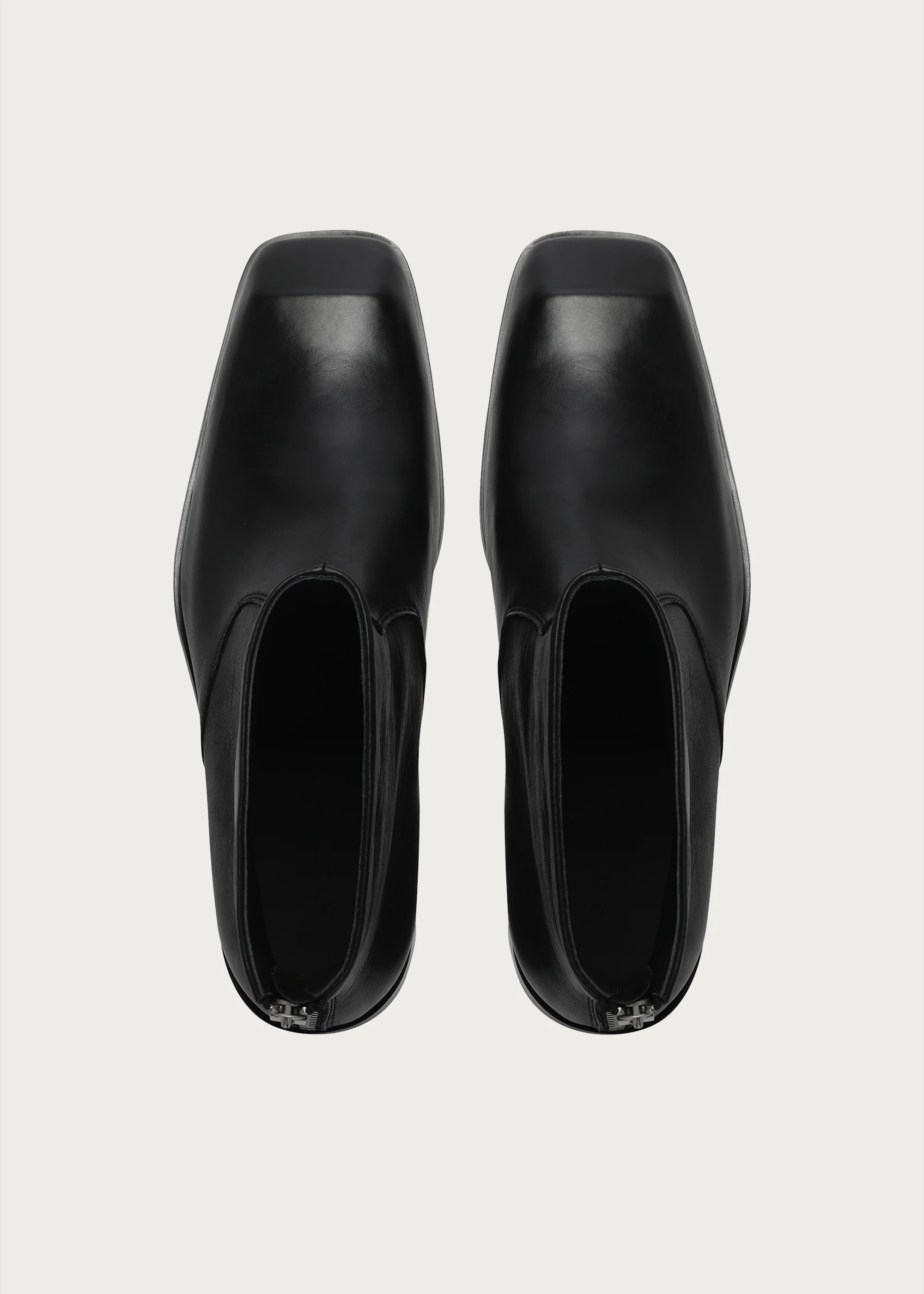Beveled Square-Toe Horsehide Ankle Boots Black - Image 3