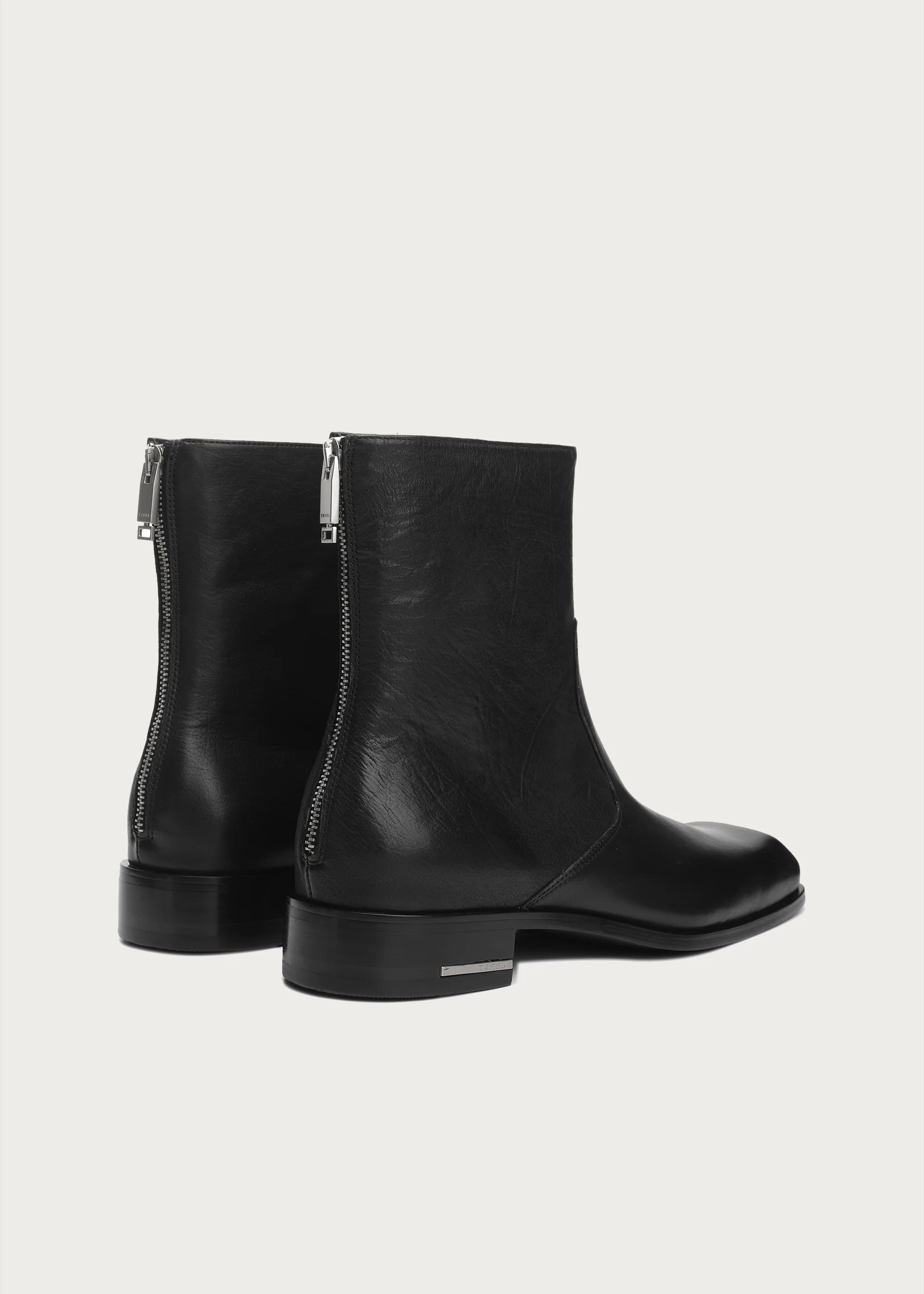 Beveled Square-Toe Horsehide Ankle Boots Black - Image 6
