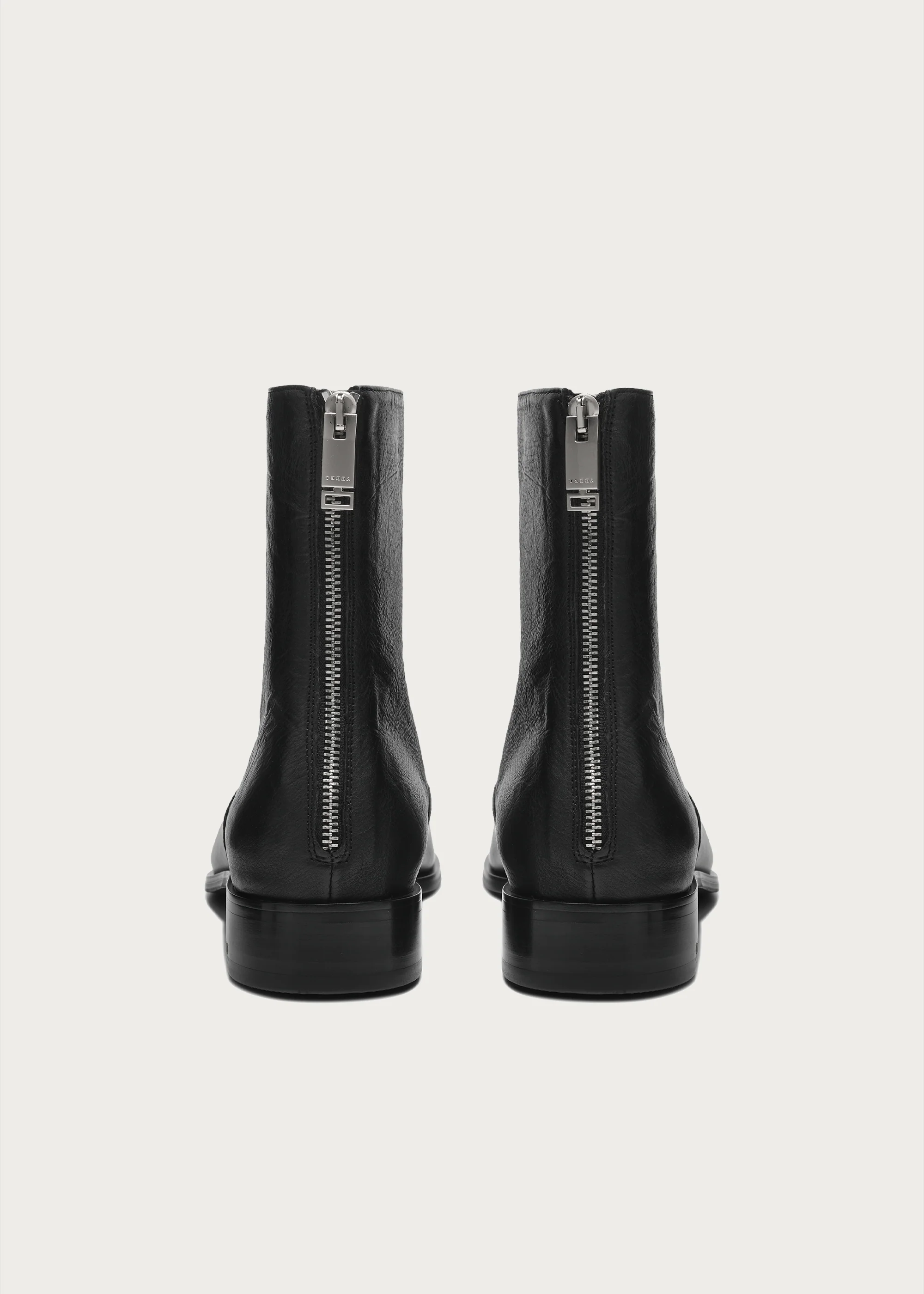 Beveled Square-Toe Horsehide Ankle Boots Black - Image 7