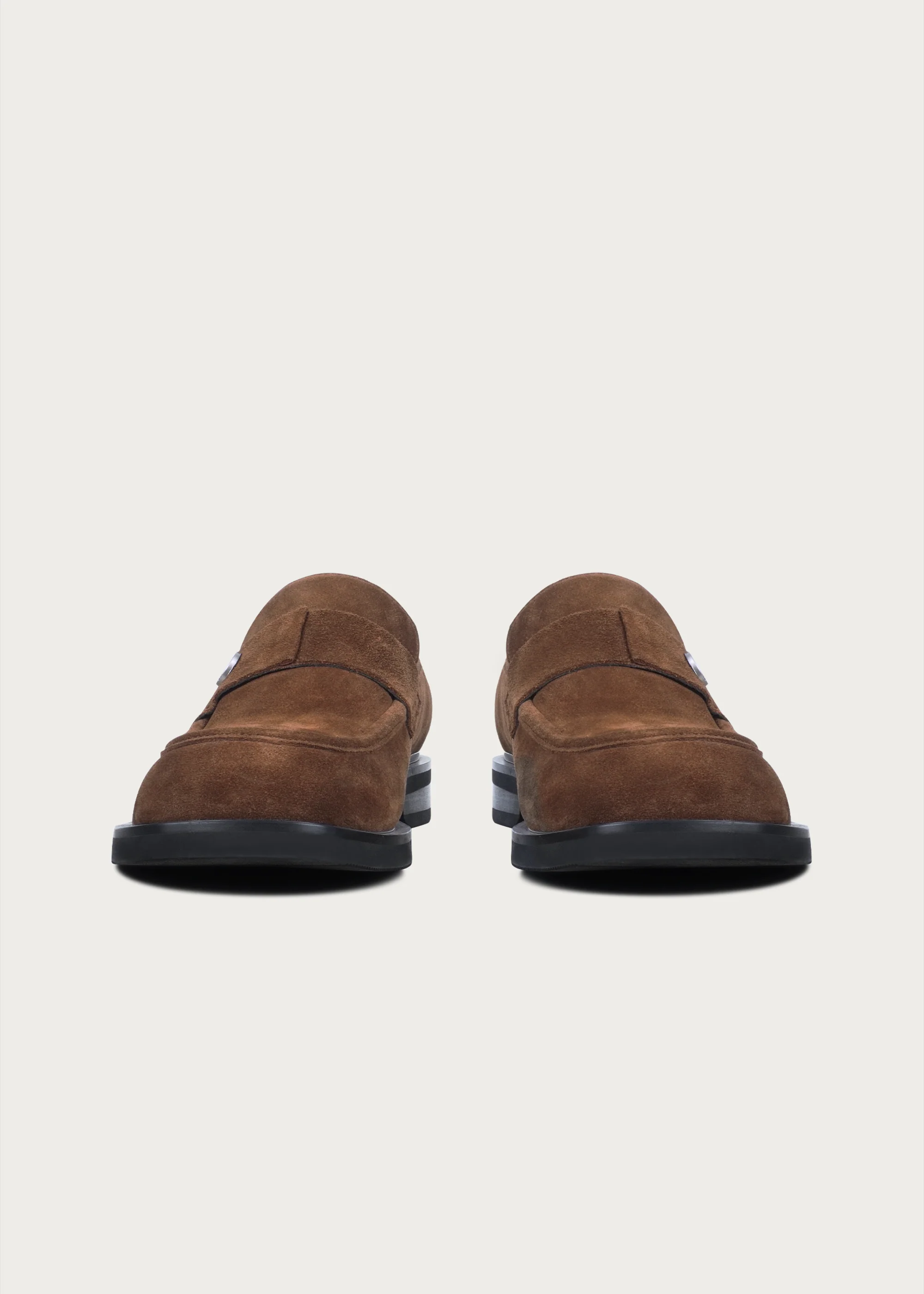 Button Suede Loafers Brown - Image 5