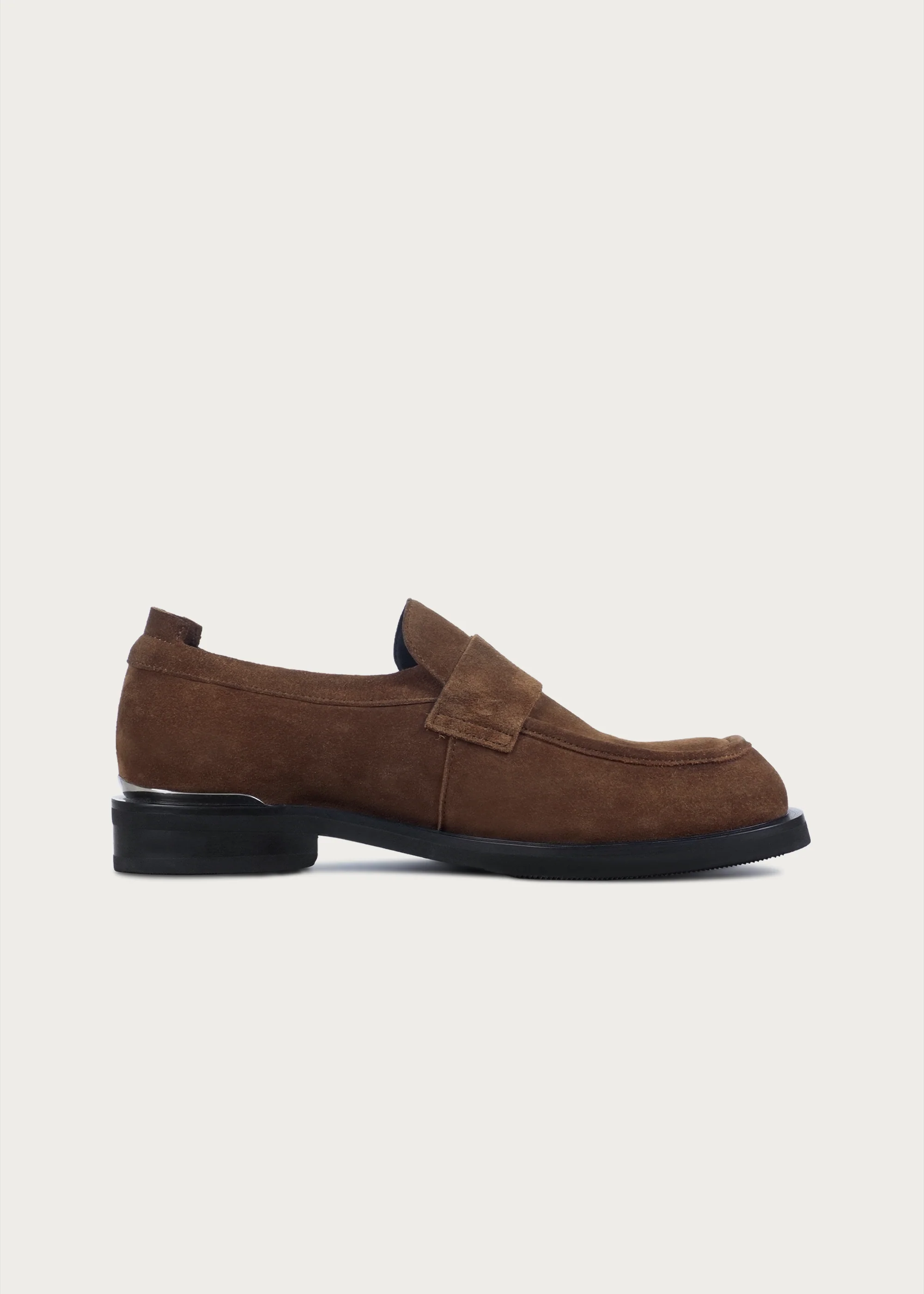 Button Suede Loafers Brown - Image 7