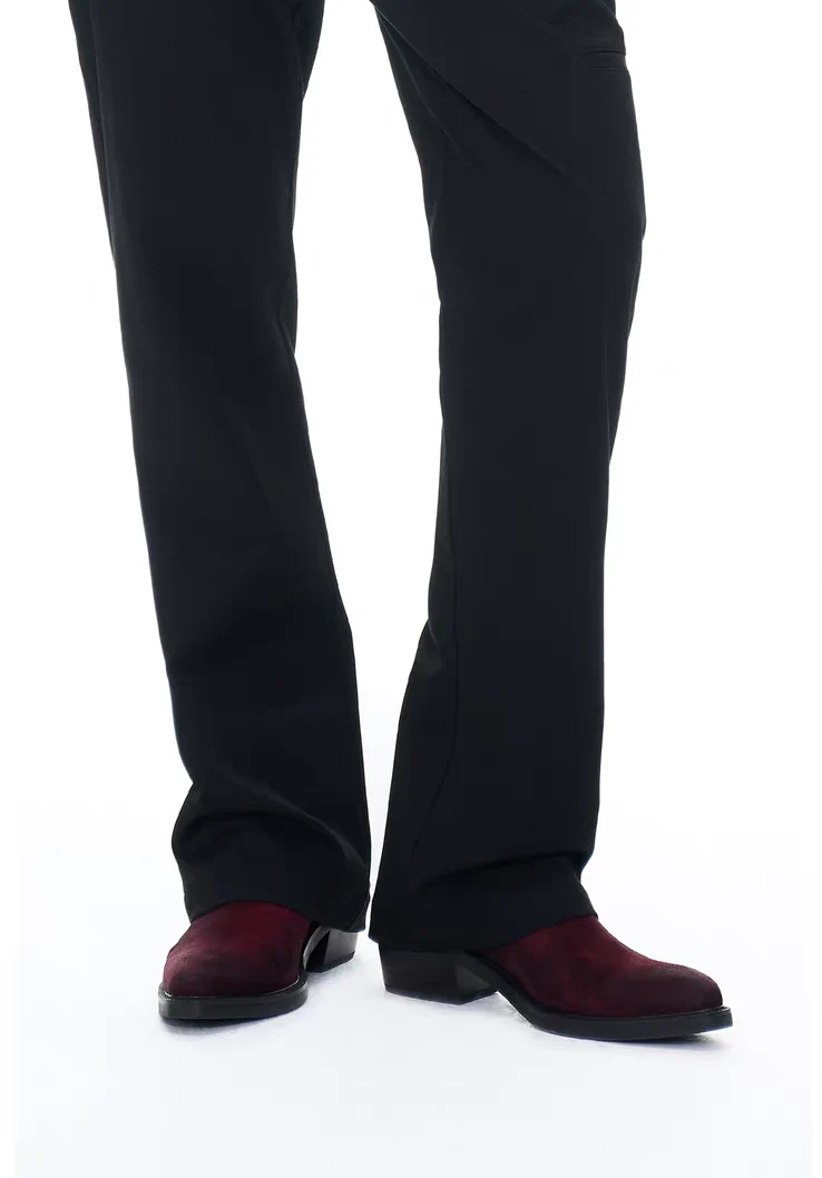 Pointed-Toe Velvet Chelsea Boots Garnet Red - Image 3