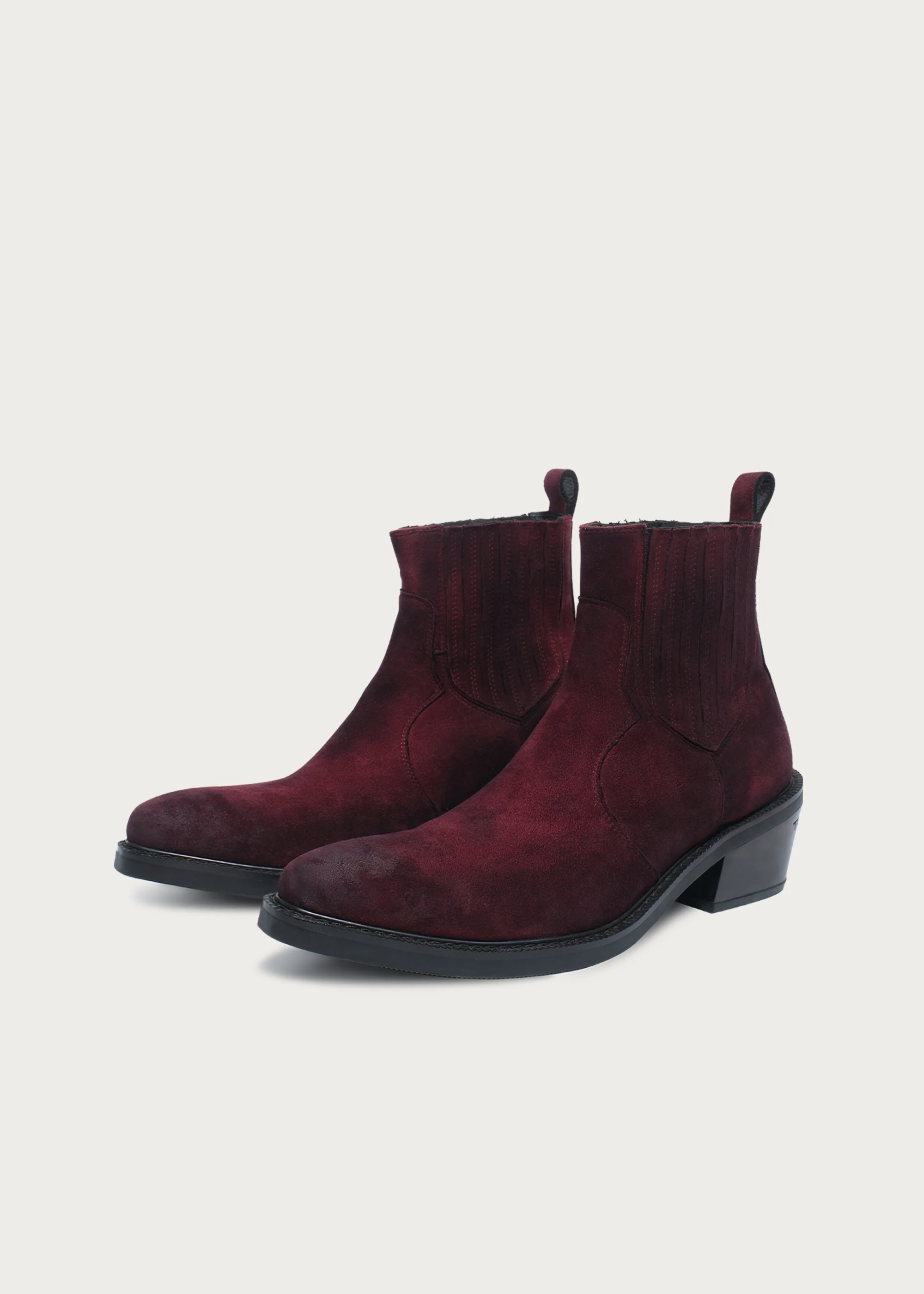 Pointed-Toe Velvet Chelsea Boots Garnet Red - Image 4