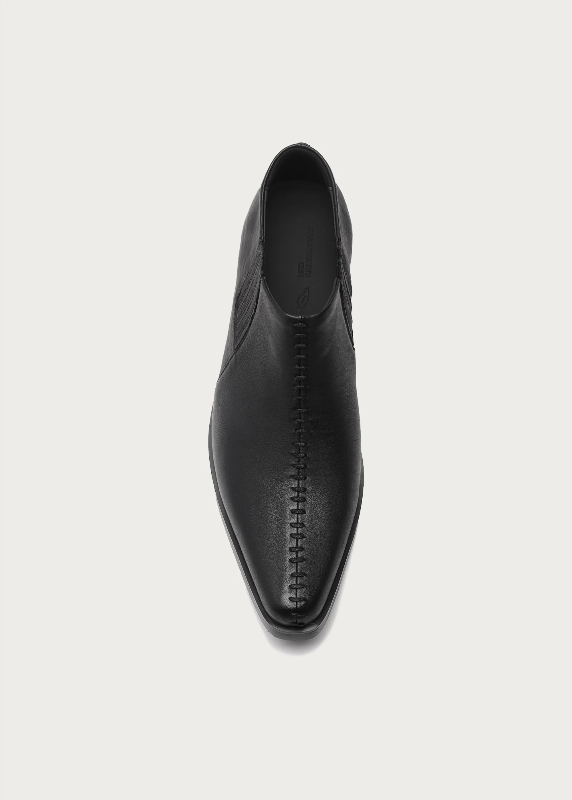 Front Stitch Leather Boots Black - Image 3