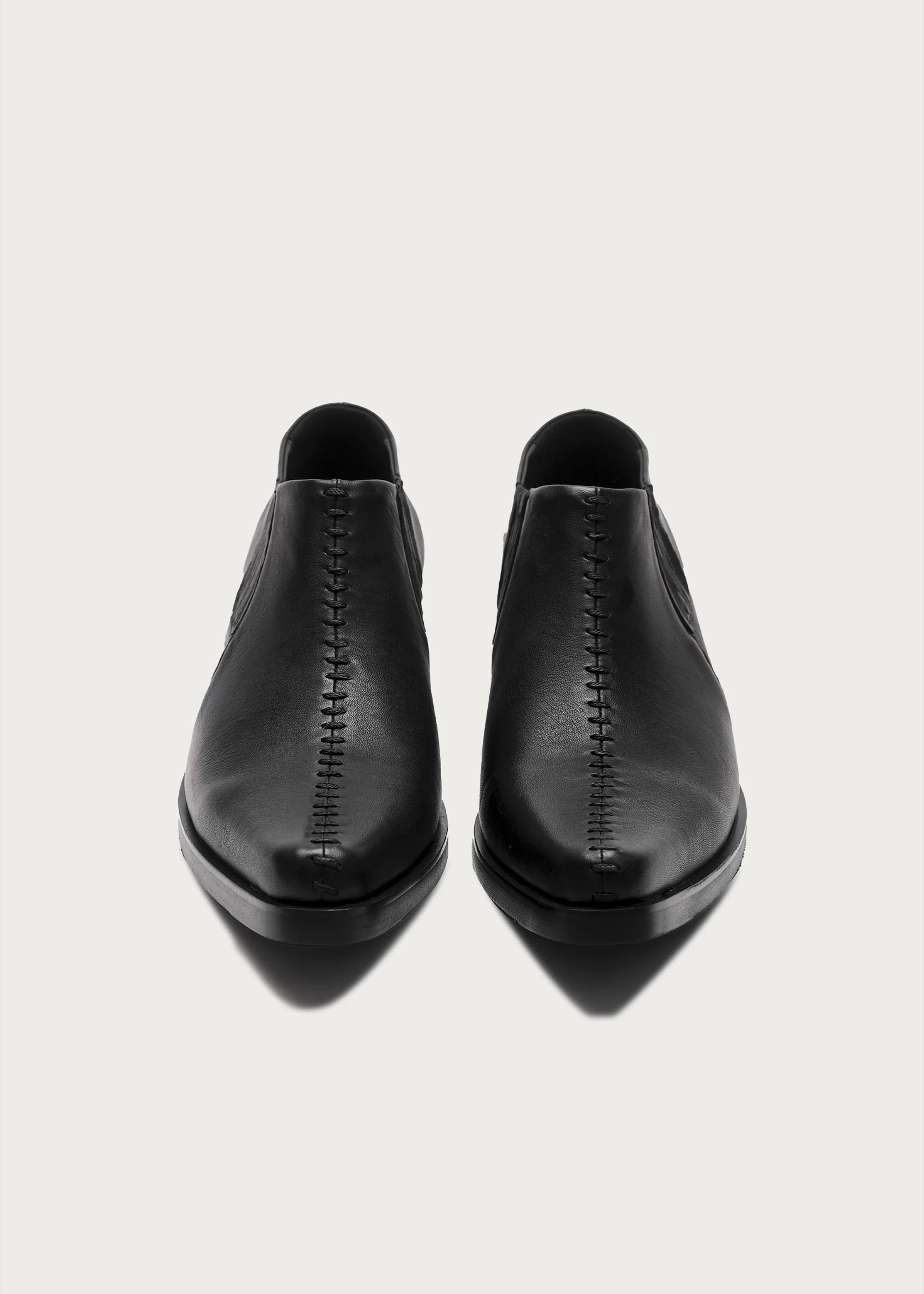 Front Stitch Leather Boots Black - Image 4
