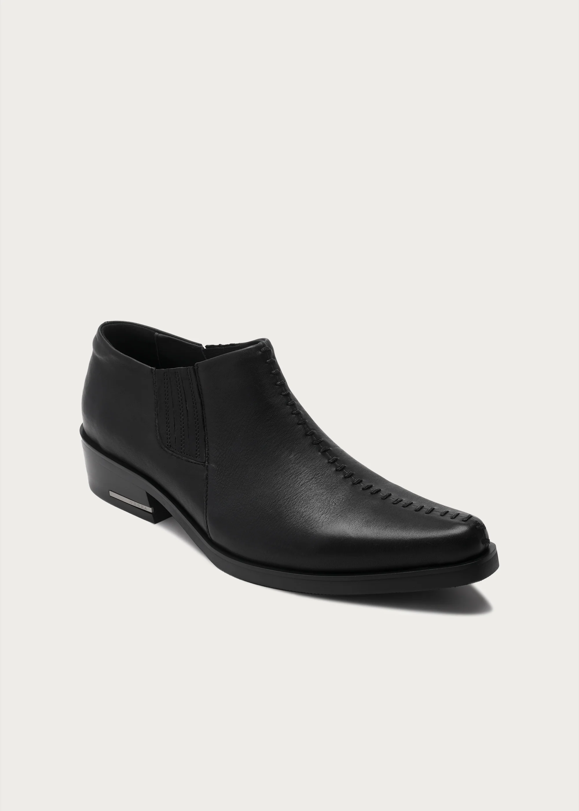 Front Stitch Leather Boots Black - Image 5