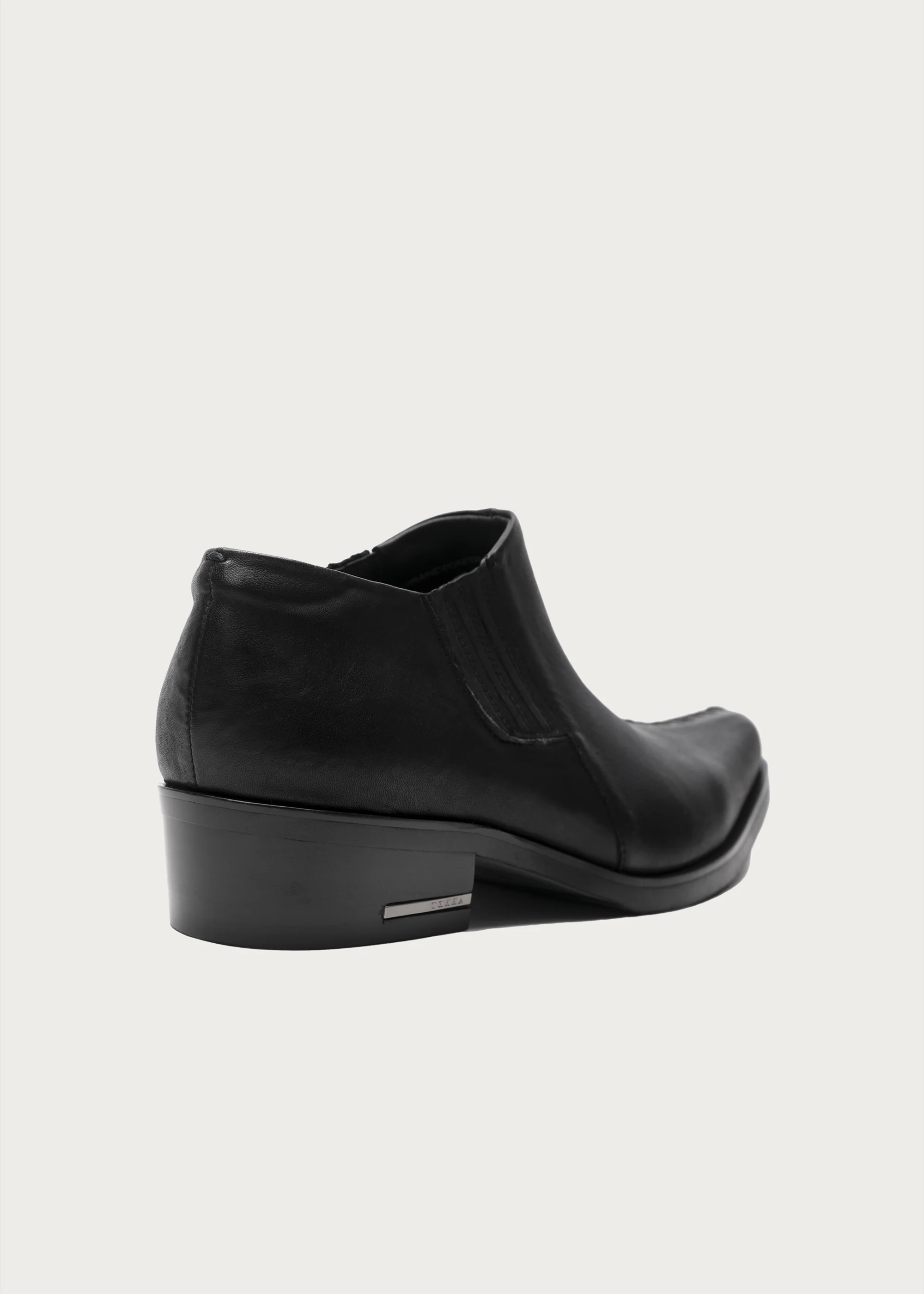 Front Stitch Leather Boots Black - Image 6