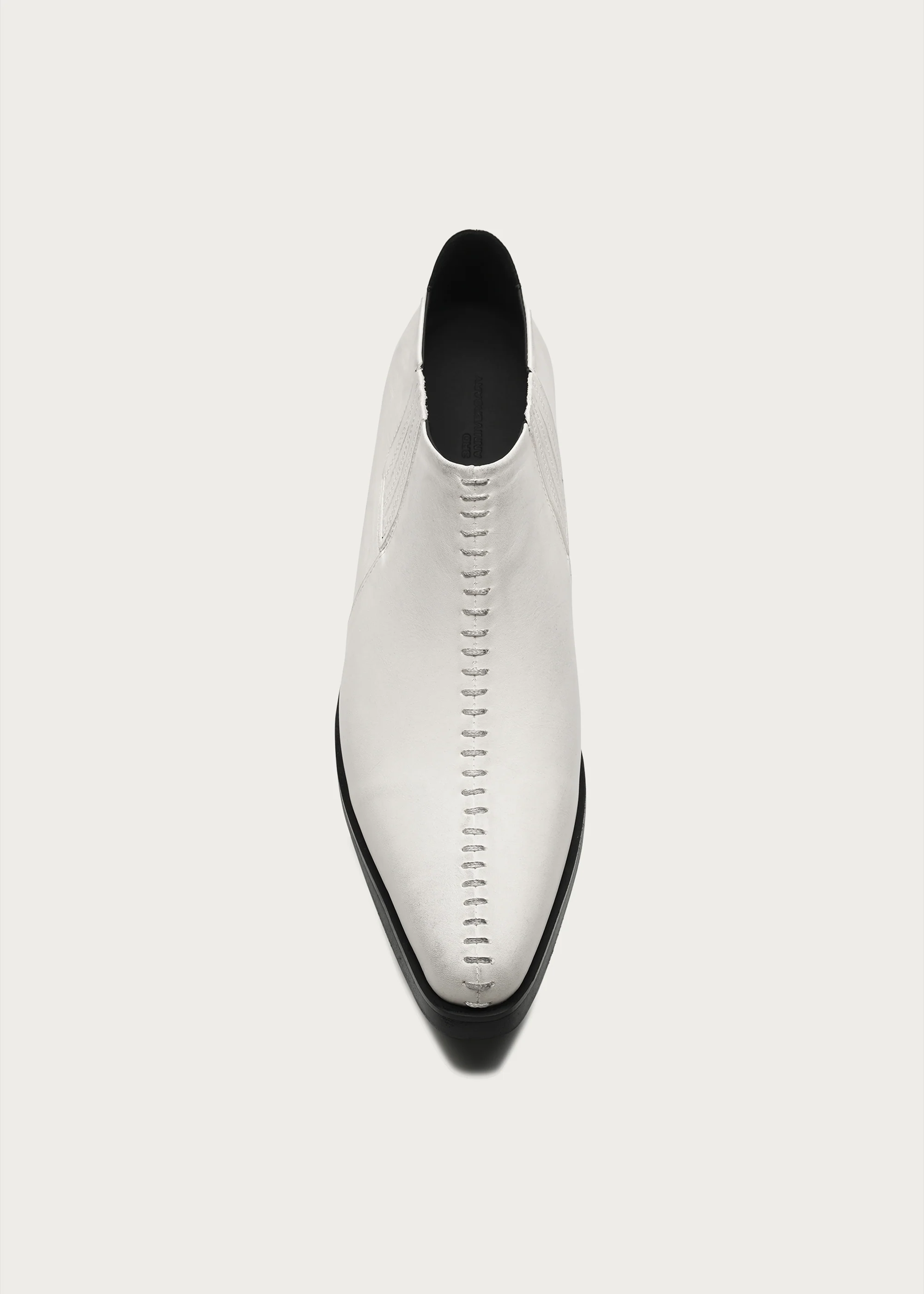 Front Stitch Leather Boots Dirty White - Image 3