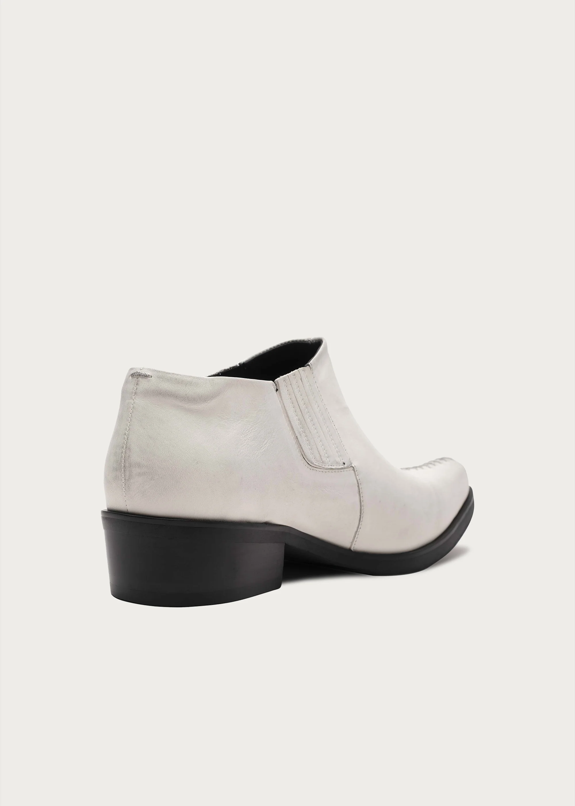 Front Stitch Leather Boots Dirty White - Image 5