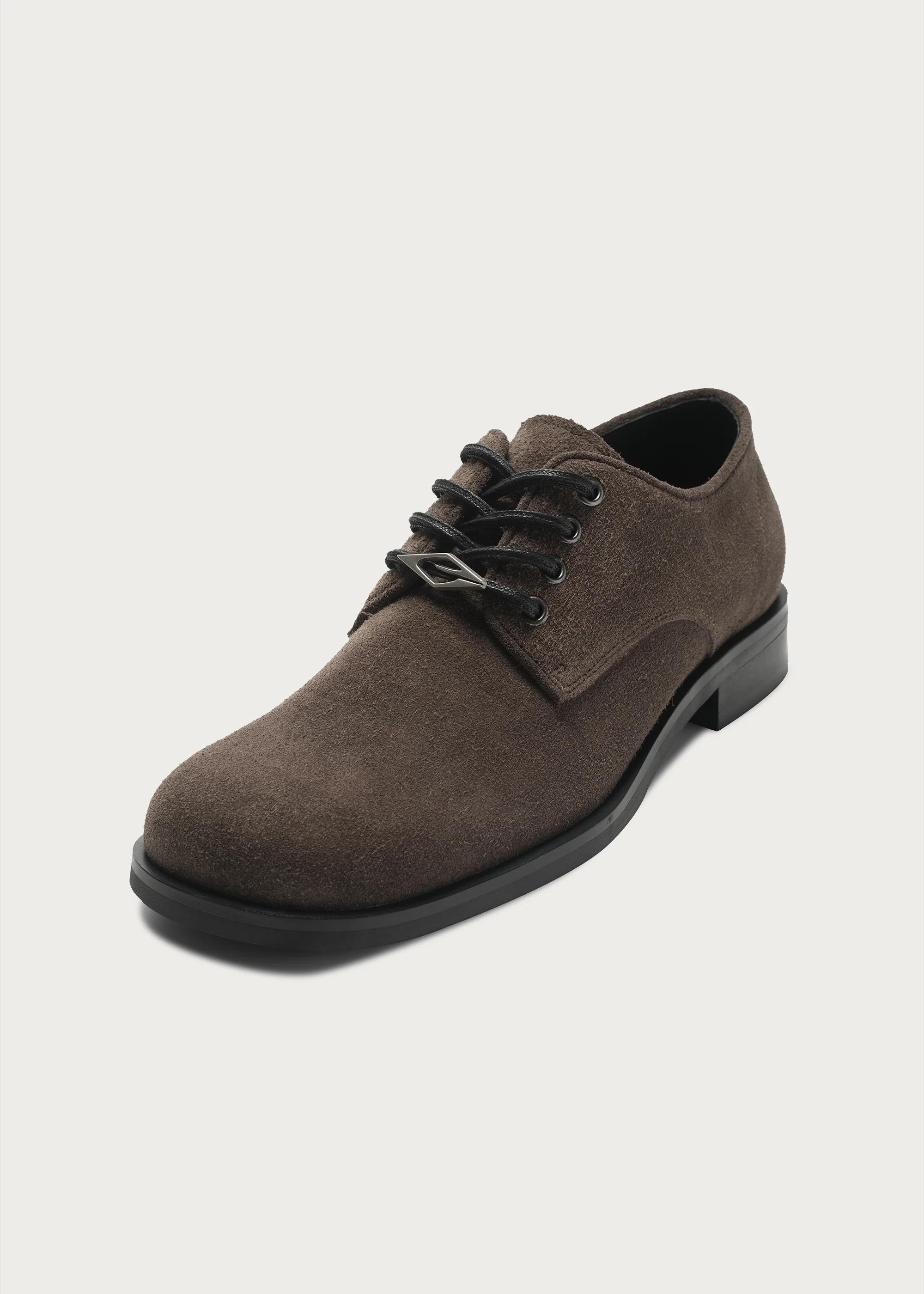 Suede Derby Shoes Brownish Gray - Image 5