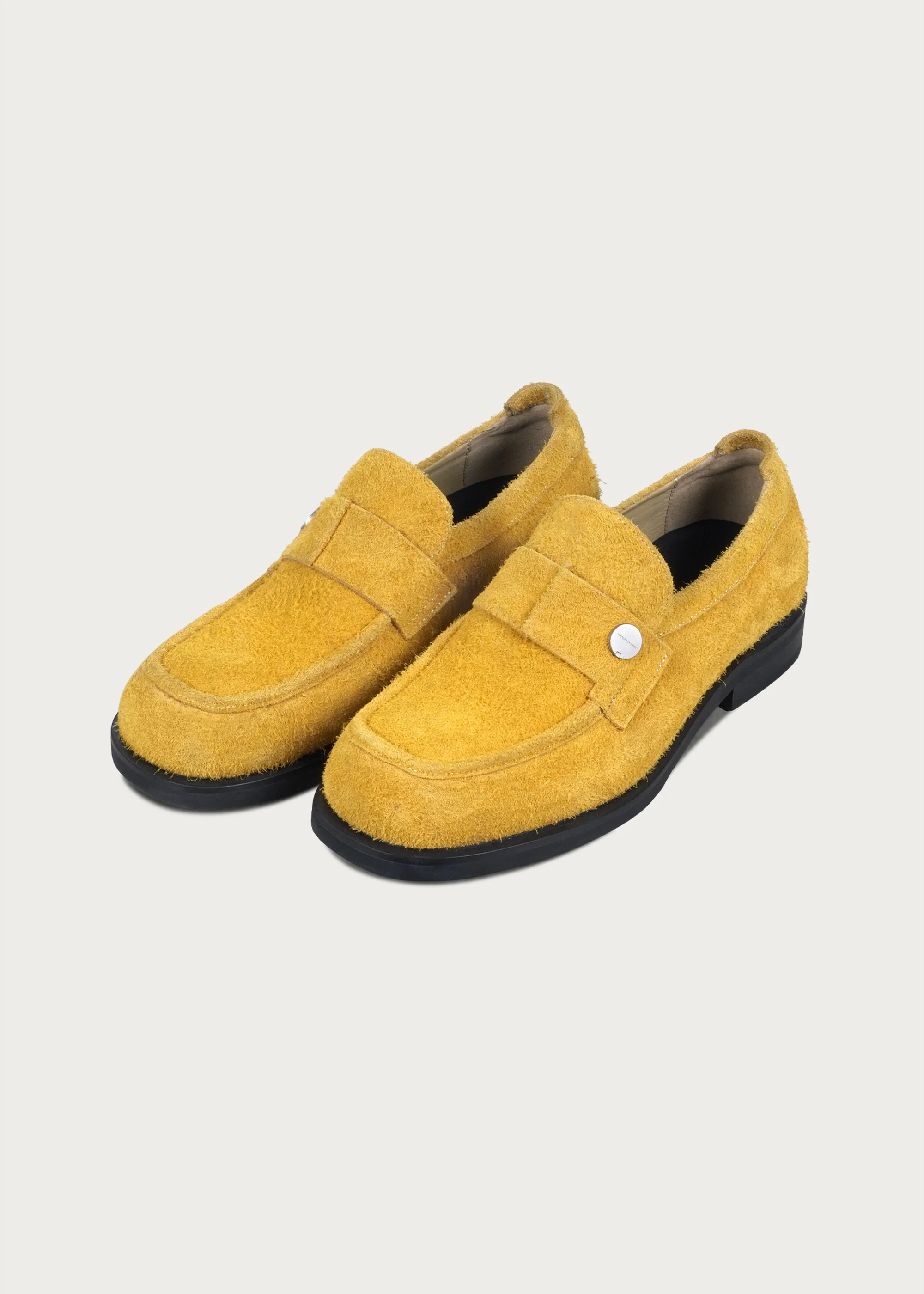 Button Suede Loafers Yellow - Image 4