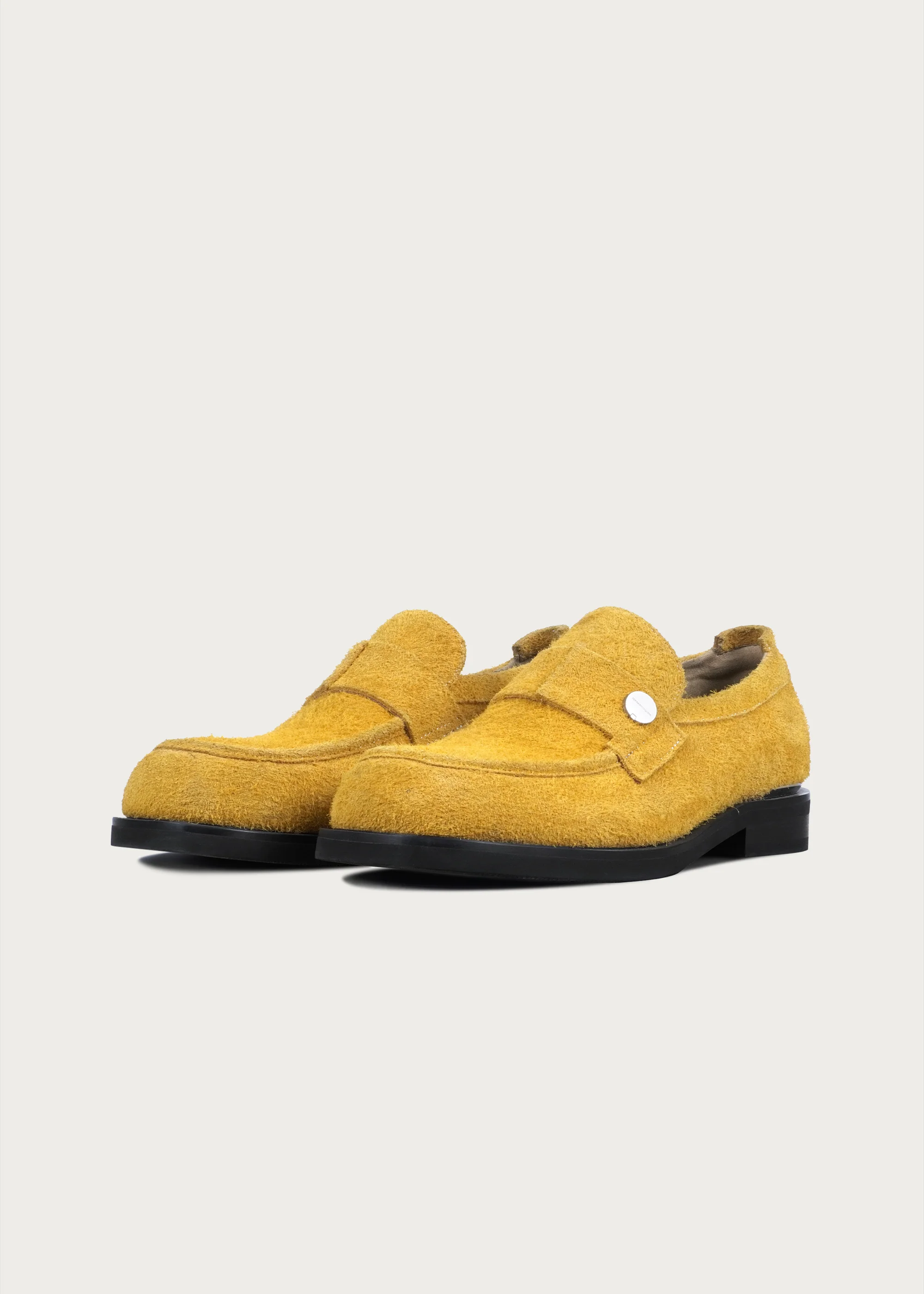 Button Suede Loafers Yellow - Image 5