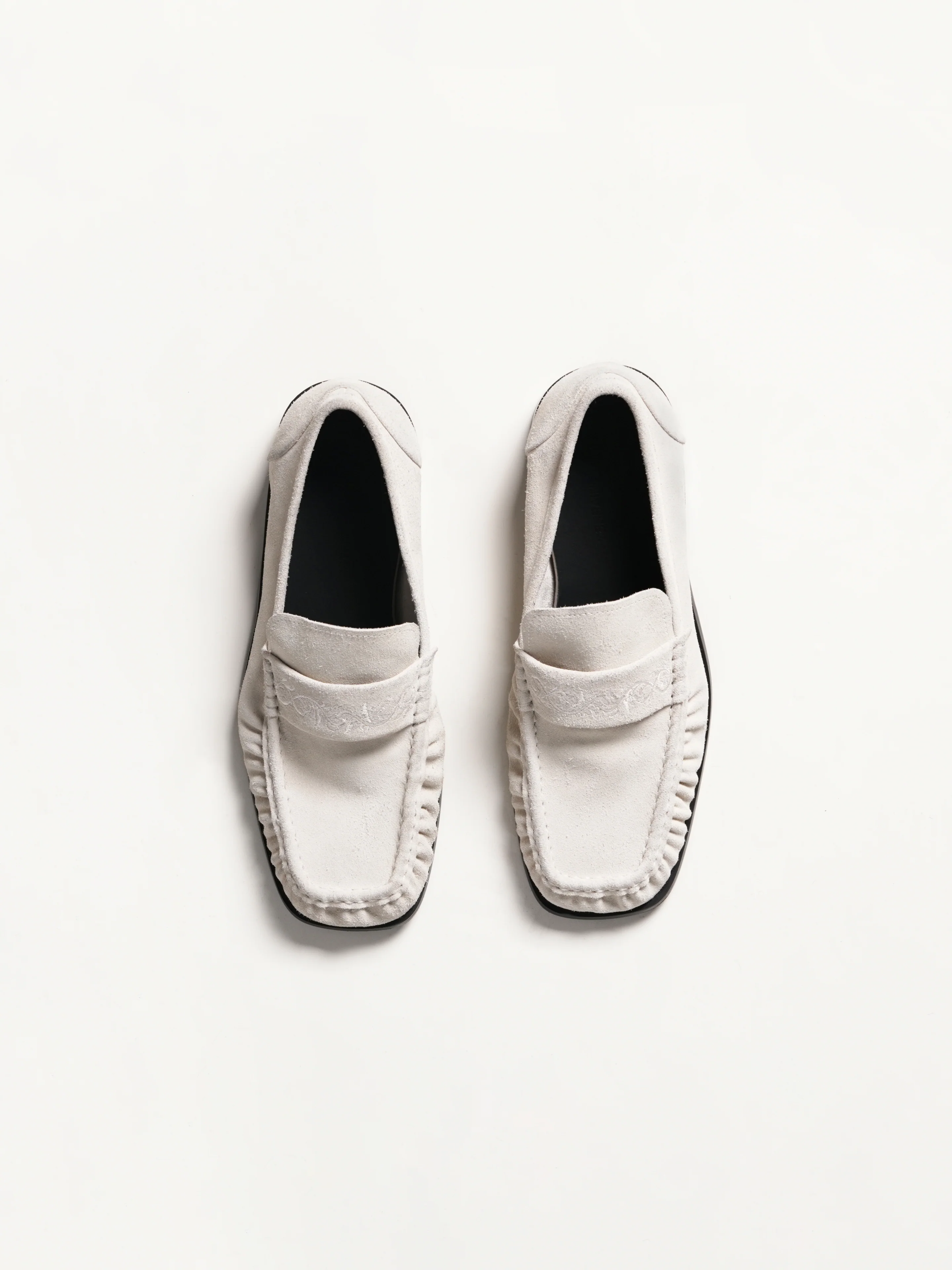 Square-Toe Vine-Engraved Loafers White - Image 4