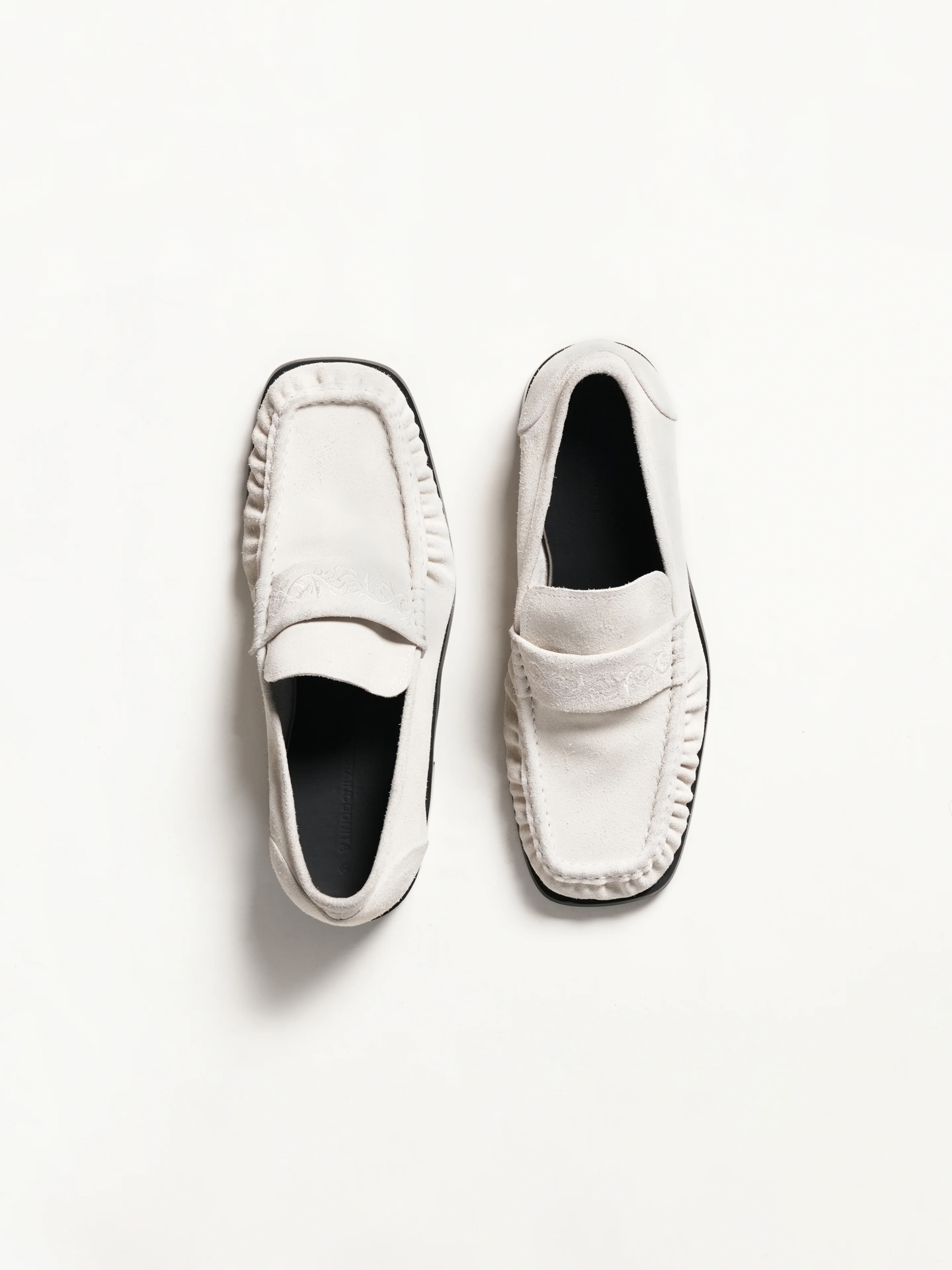 Square-Toe Vine-Engraved Loafers White - Image 5