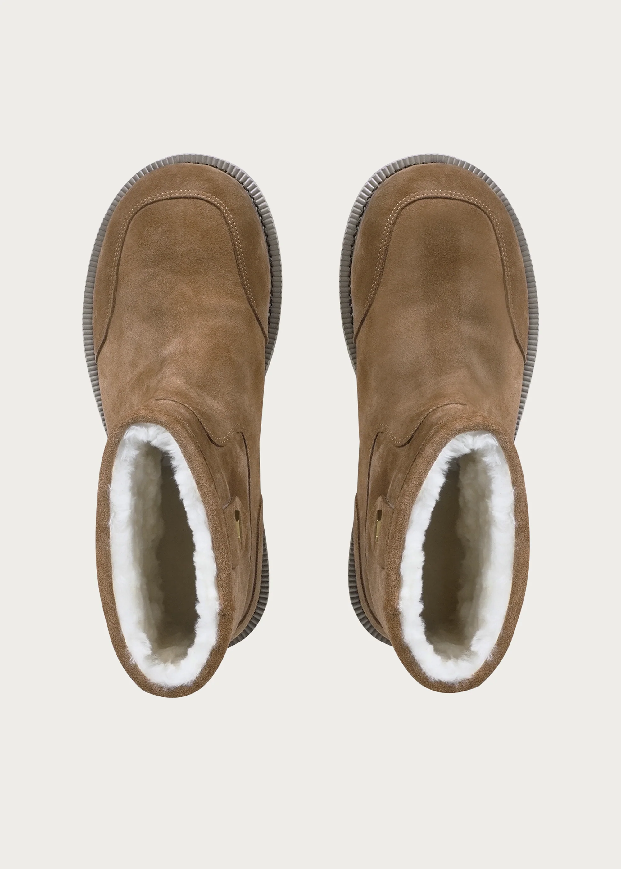 Fleece Mid-Top Snow Boots Light Coffee Brown - Image 4