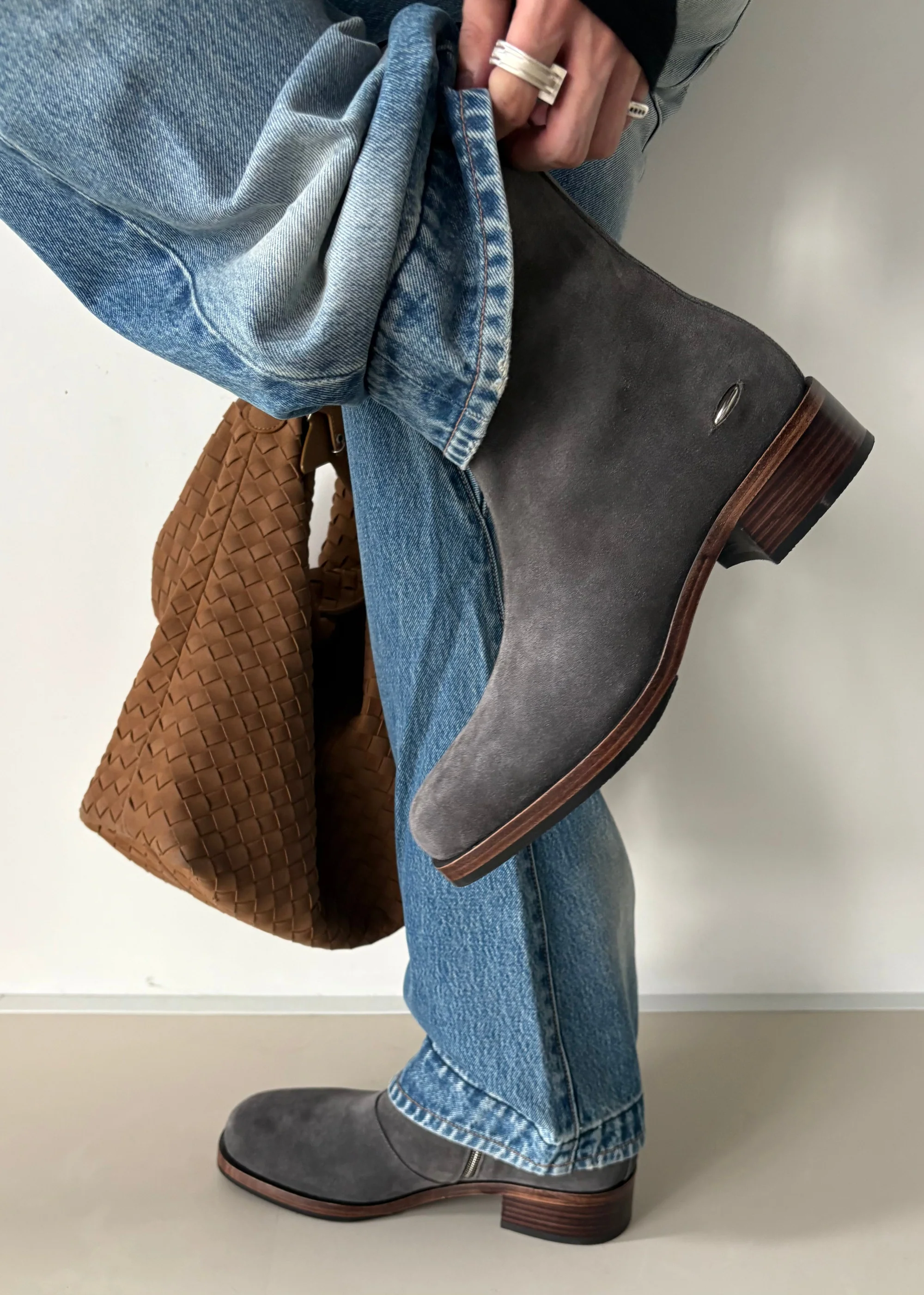 Suede Ankle Boots Gray - Image 3