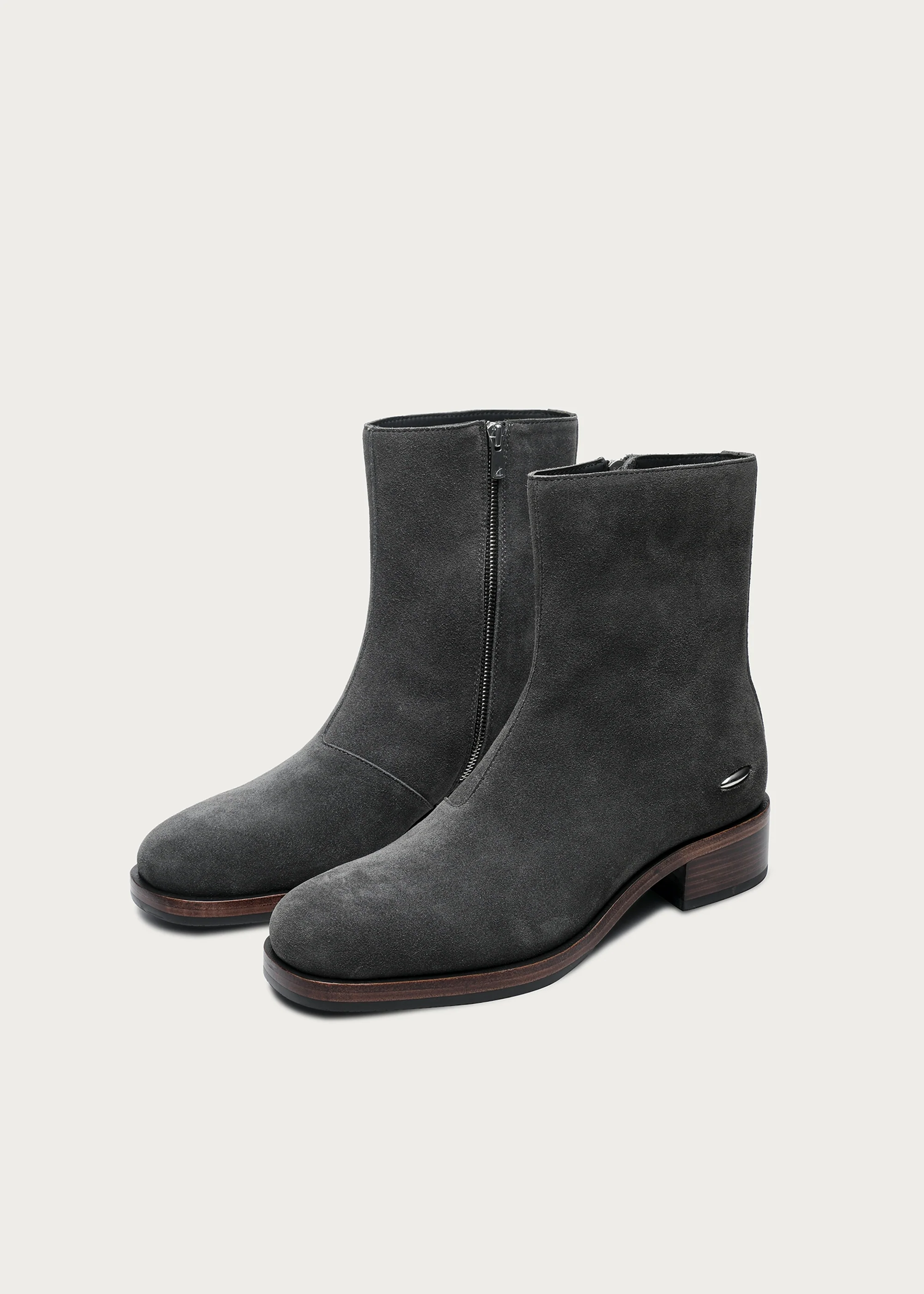 Suede Ankle Boots Gray - Image 7