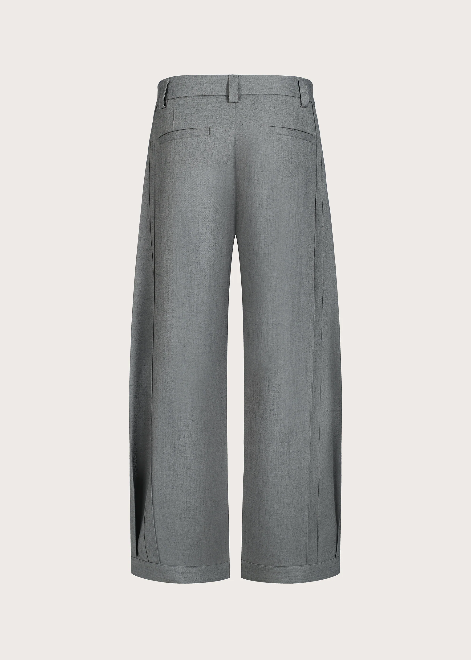 Quilted Pleated Silhouette Trousers Grey - Image 3