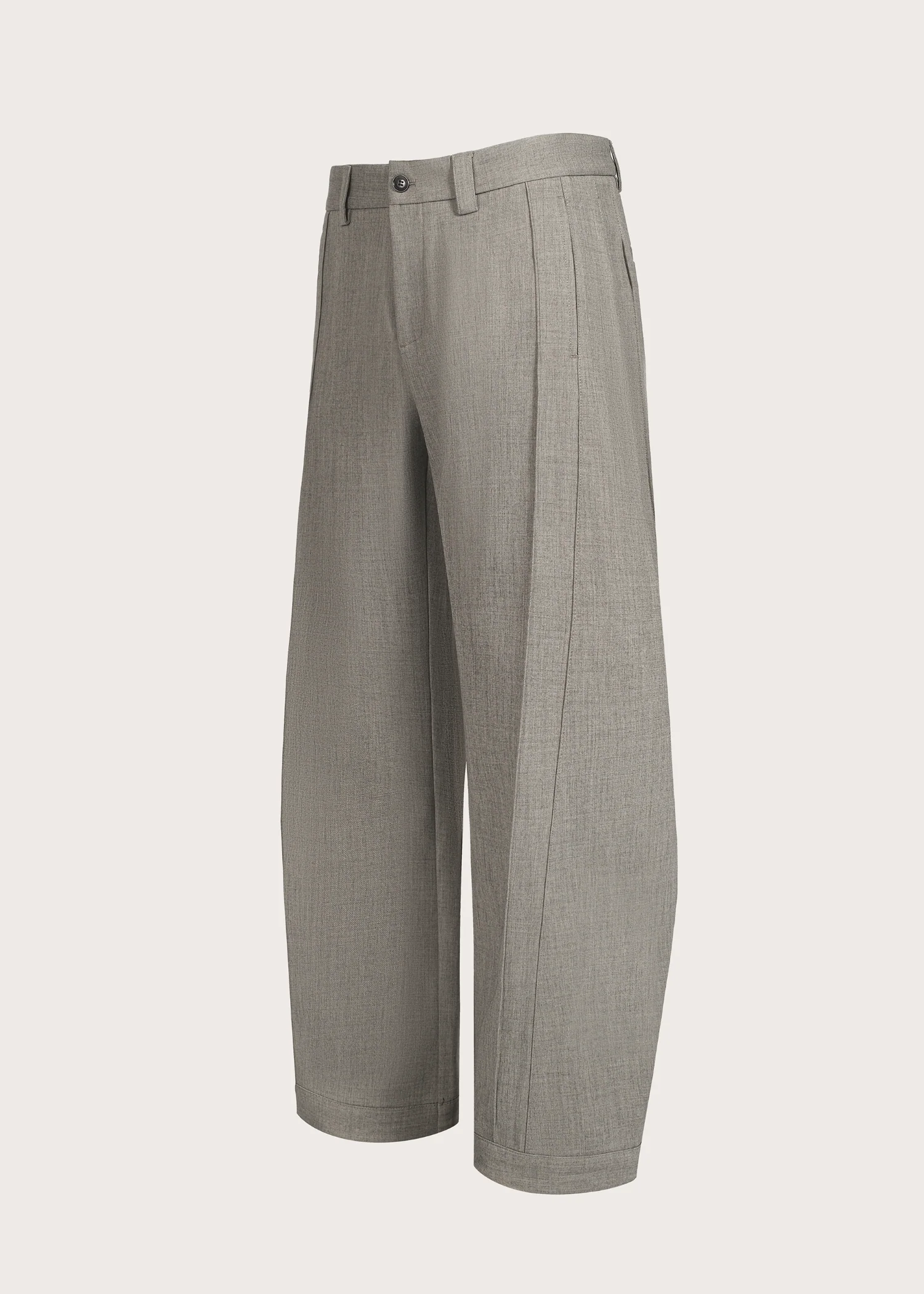 Quilted Pleated Silhouette Trousers Khaki - Image 3