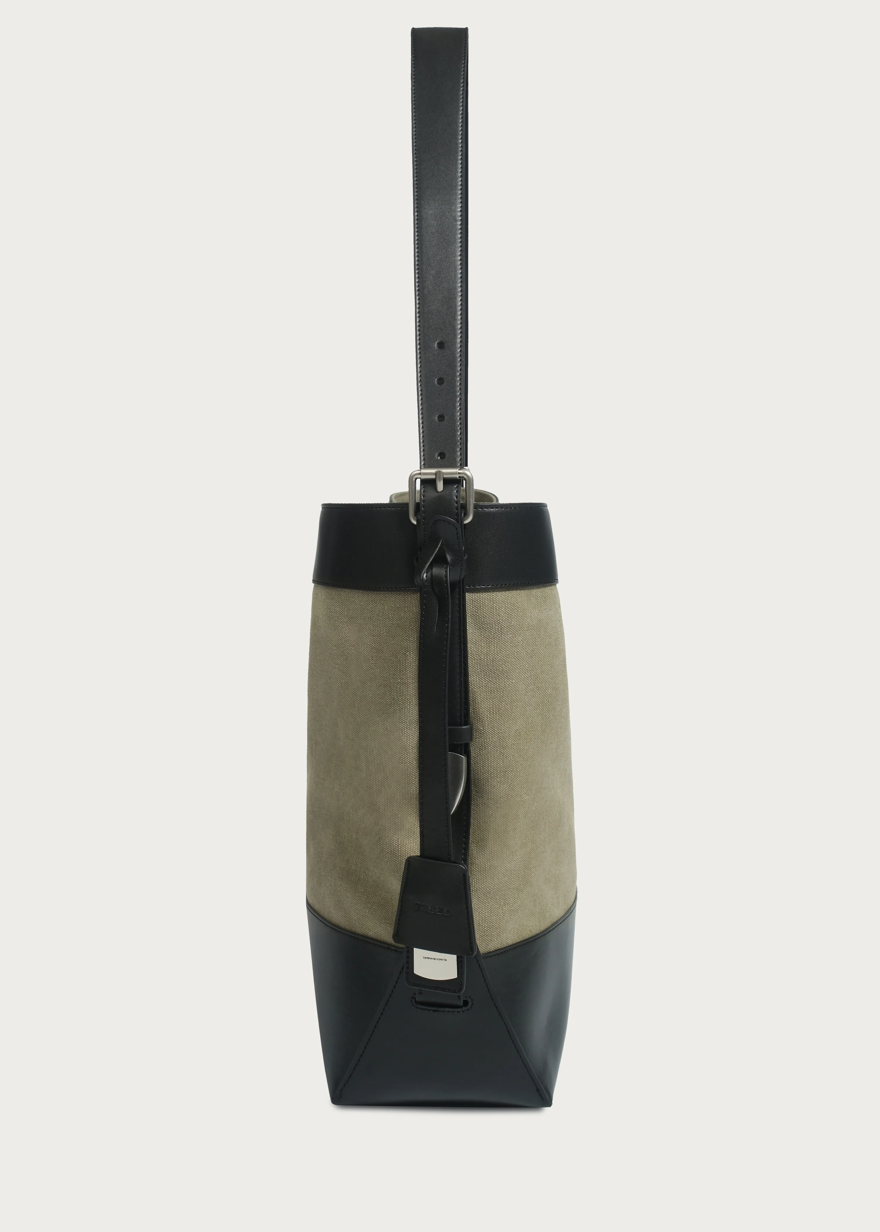 Patchwork Washed Canvas Tote Bag Moss Green - Image 4