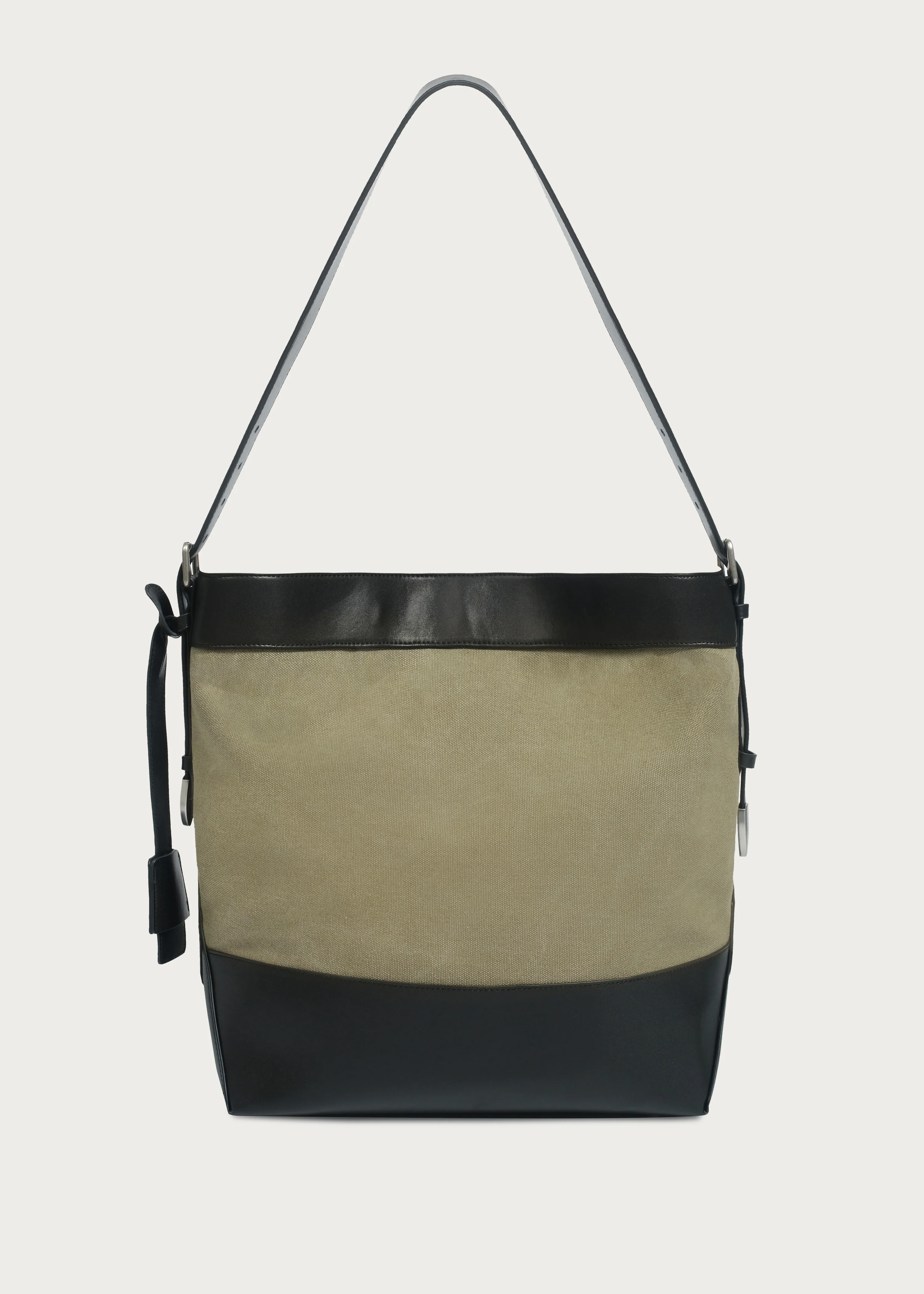 Patchwork Washed Canvas Tote Bag Moss Green - Image 5