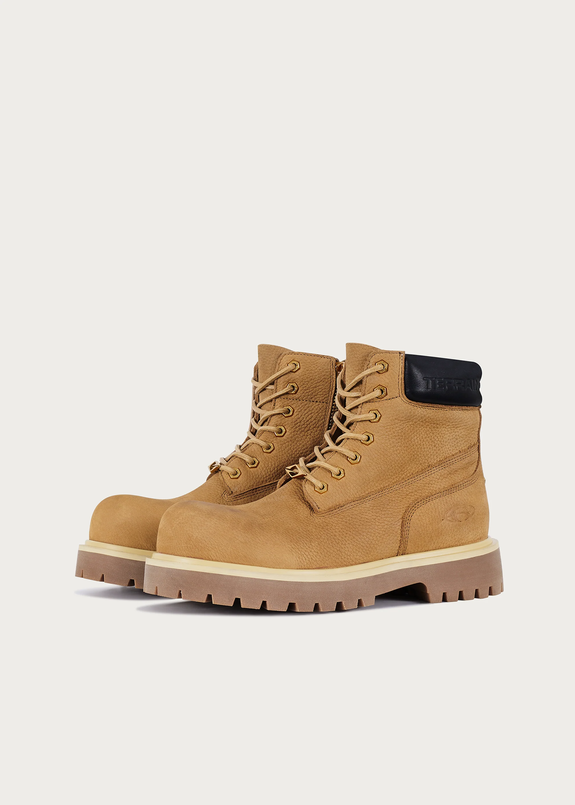 Cowhide Workwear Boots Khaki - Image 8