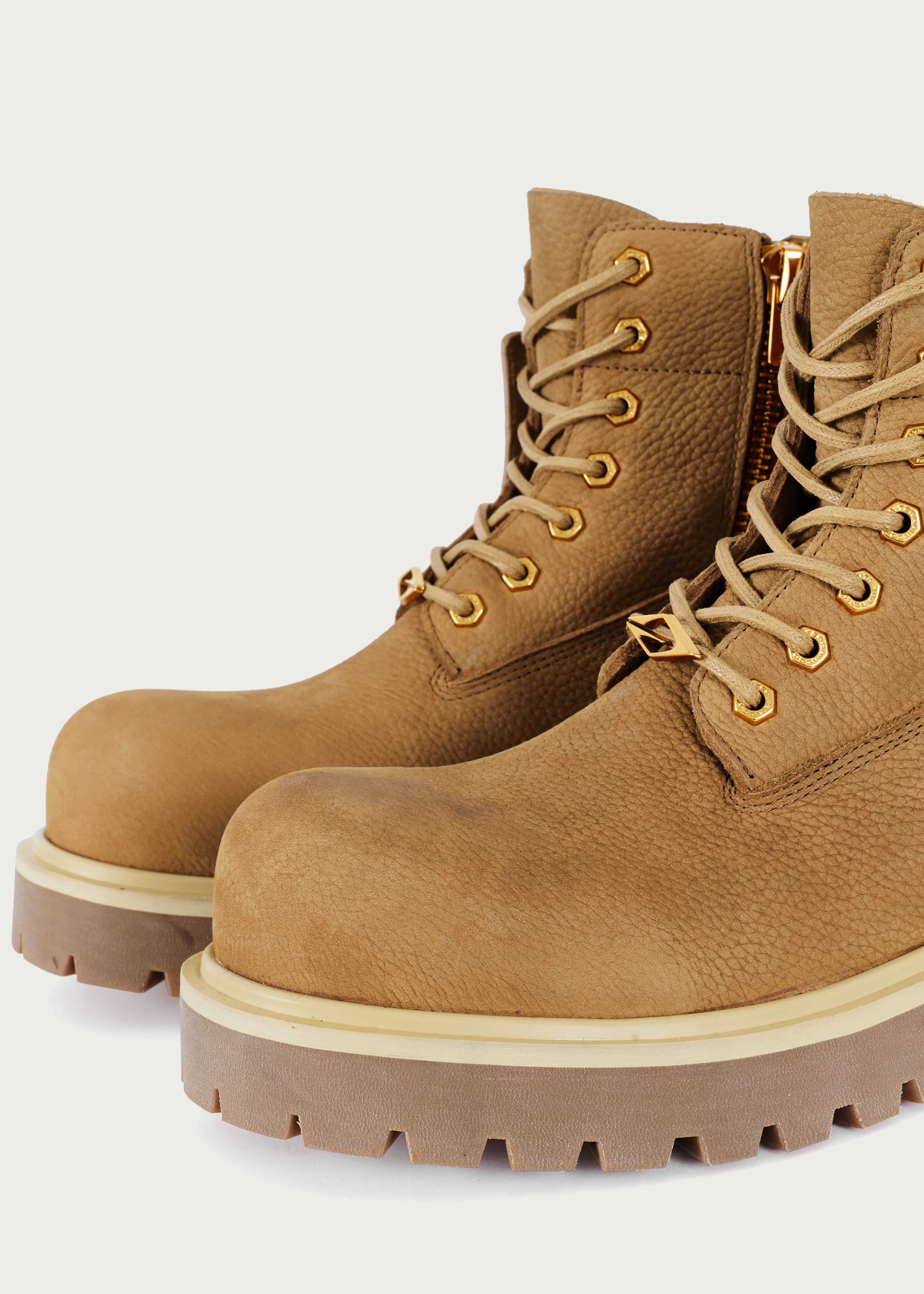 Cowhide Workwear Boots Khaki - Image 9